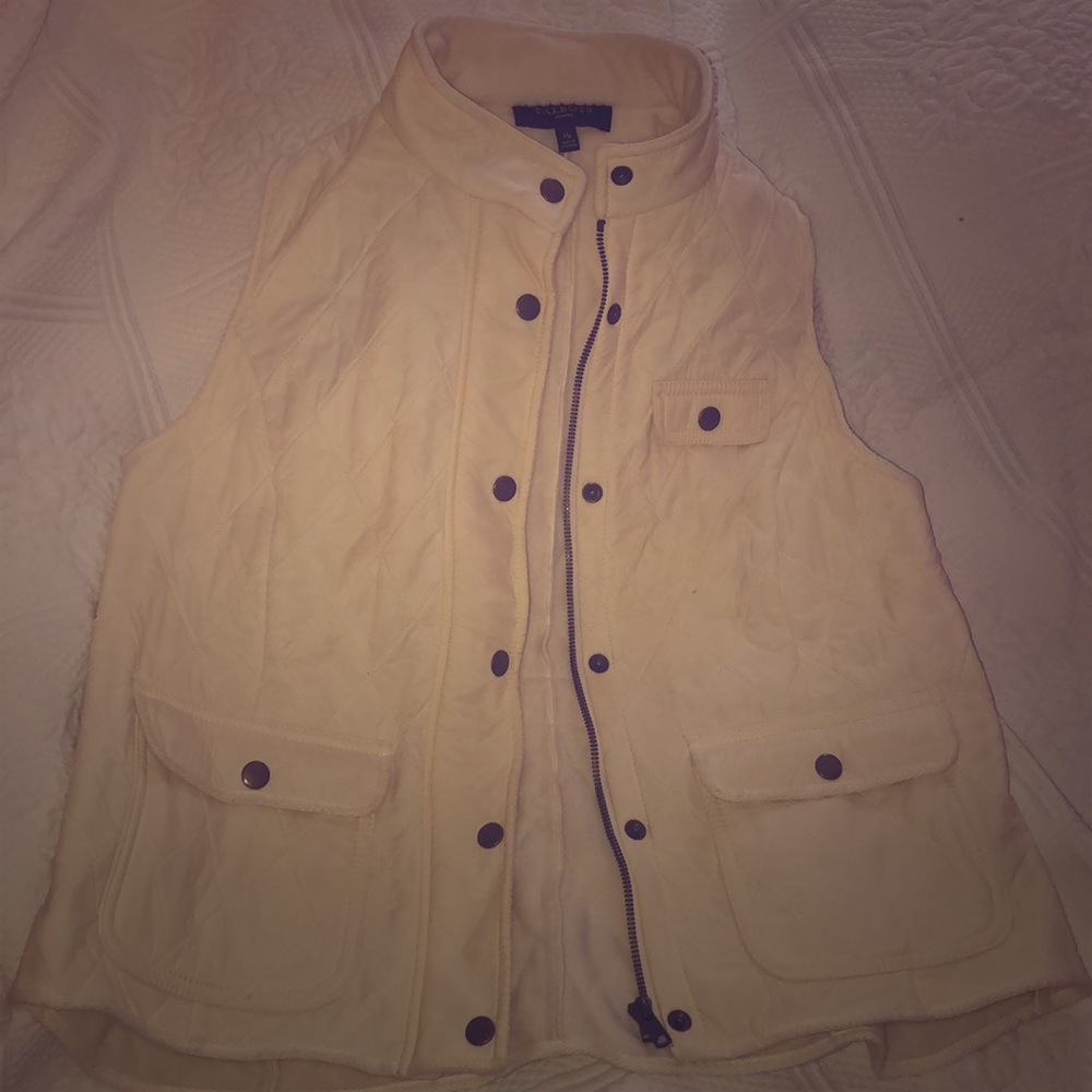 Talbots quilted Fleece lined cream vest